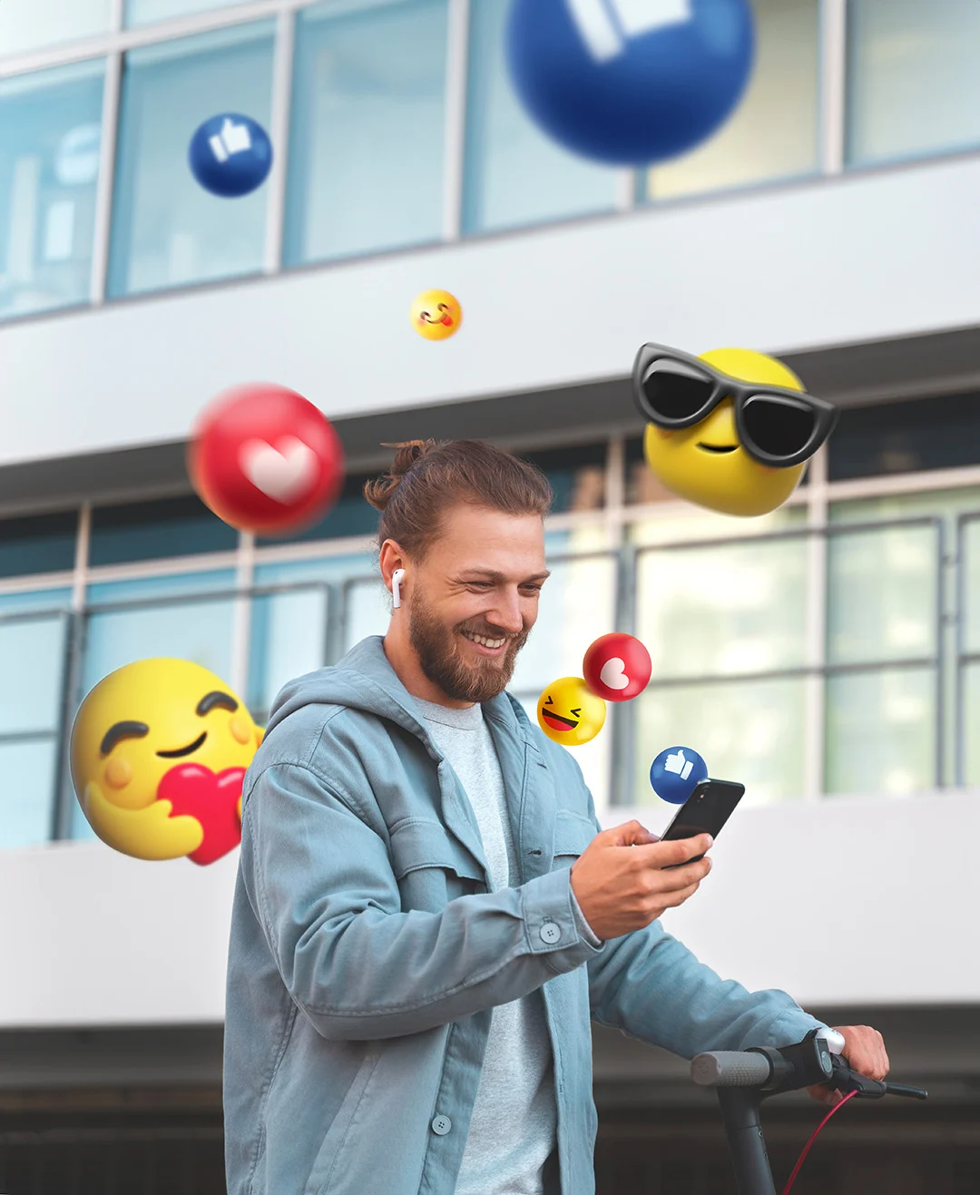 View 3d Emoticons Coming Out Screen Electronic Device